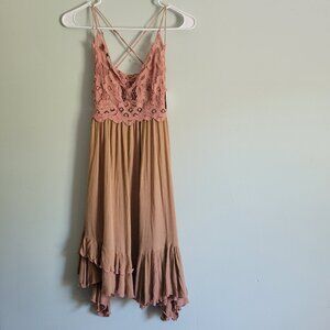 Free People Adella Dress Women's Small Two-Tone Sleeveless Handkerchief Slip NWT